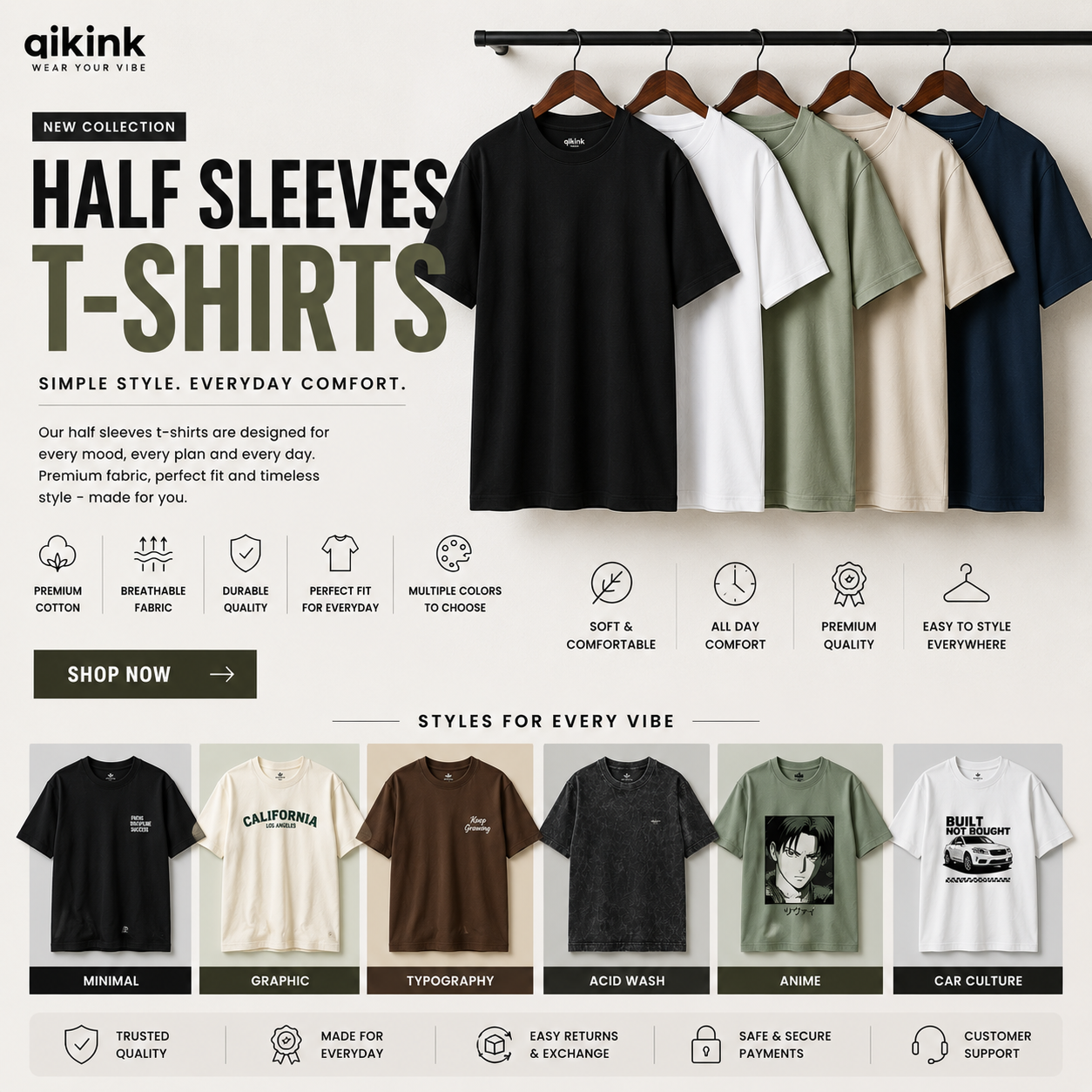 Half Sleeves T-Shirts