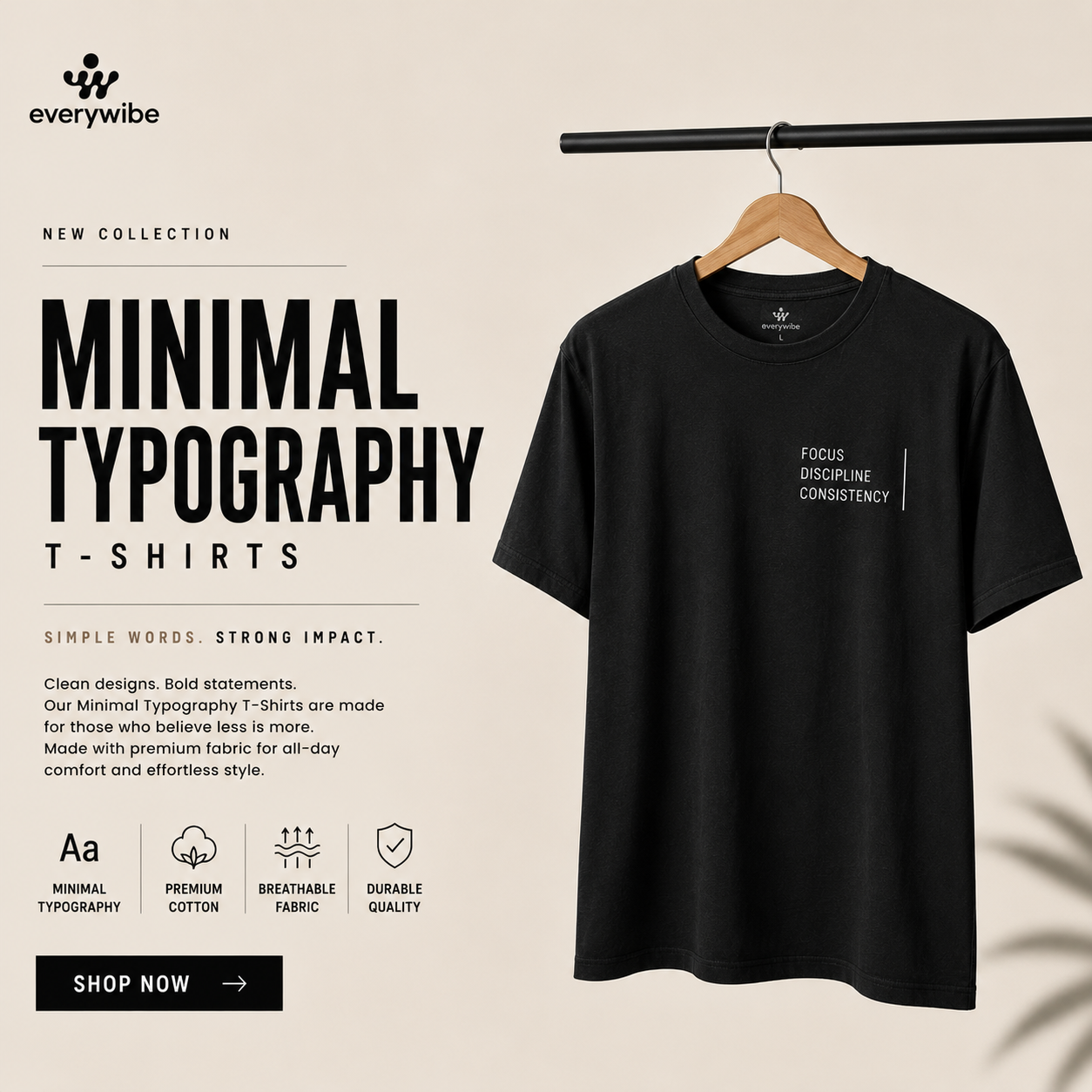 Minimal Typography T-Shirts