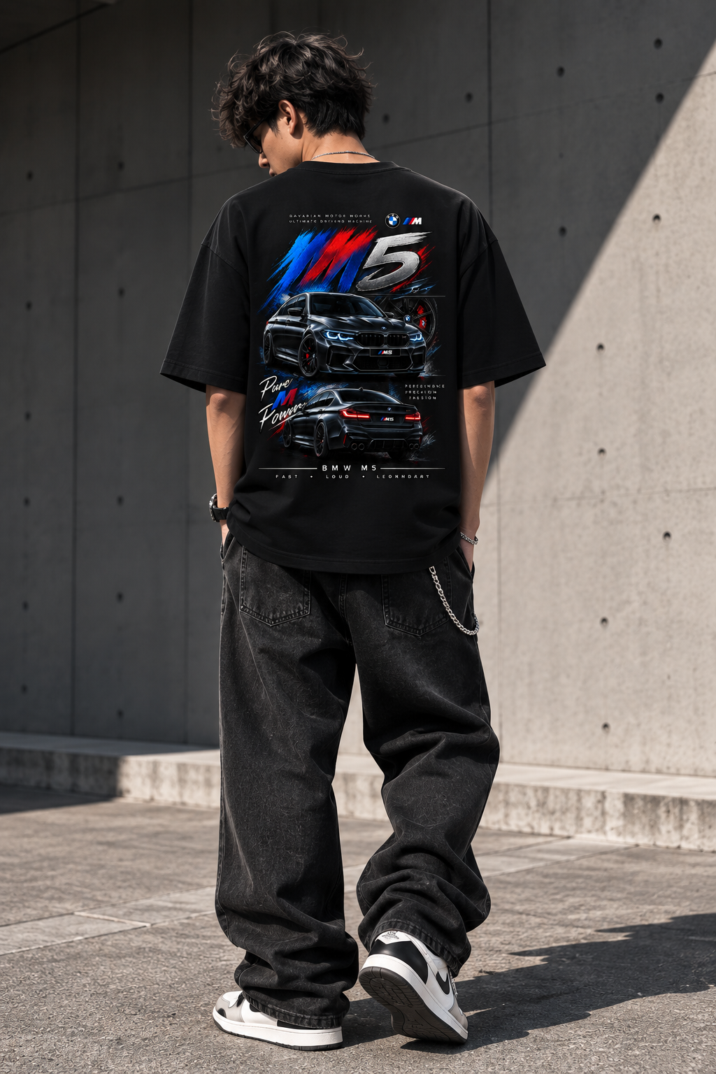 BMW M5 automotive graphic back print oversized t-shirt