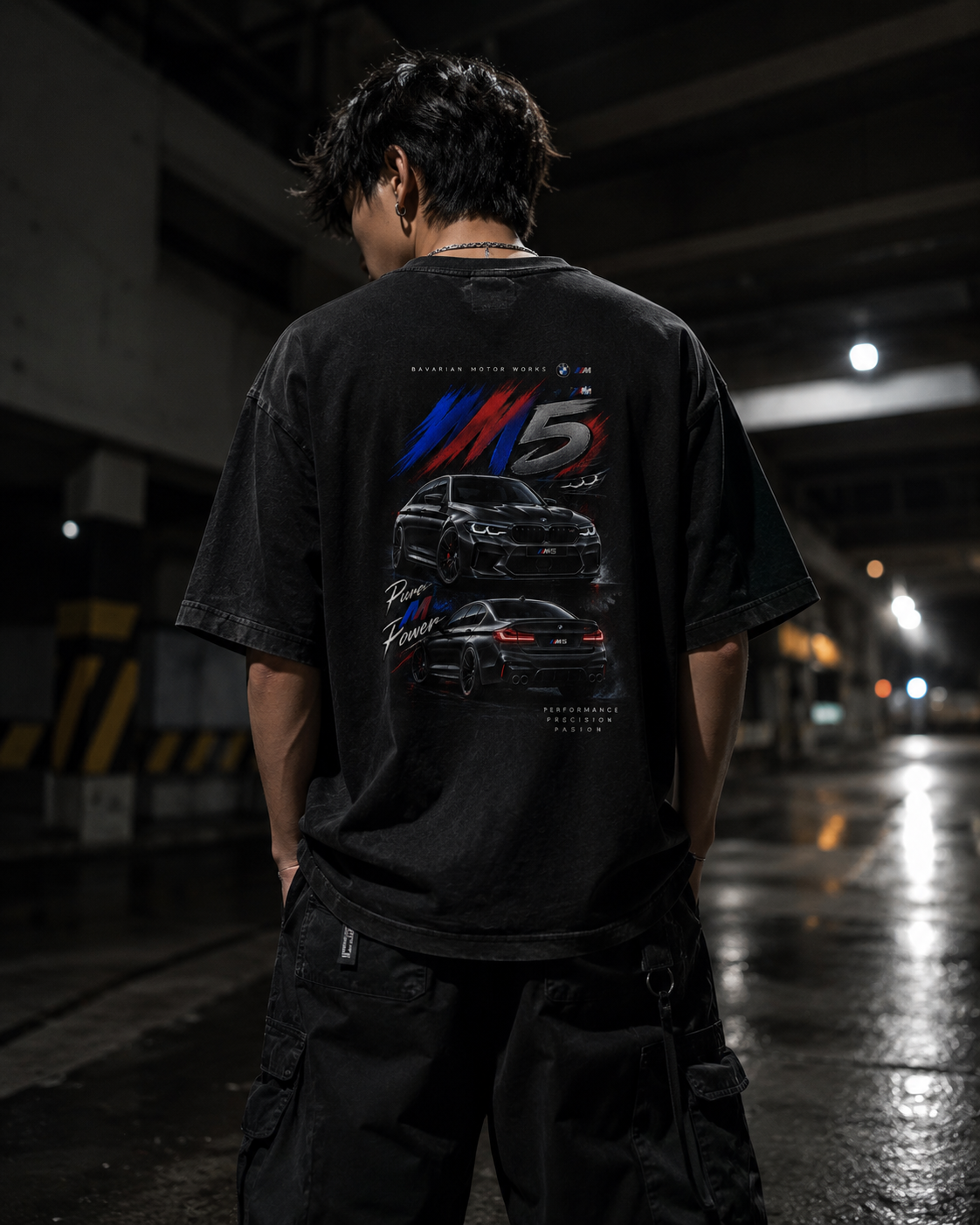 BMW M5 graphic oversized black t-shirt for men by Everywibe