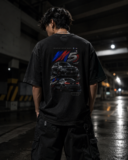 BMW M5 graphic oversized black t-shirt for men by Everywibe