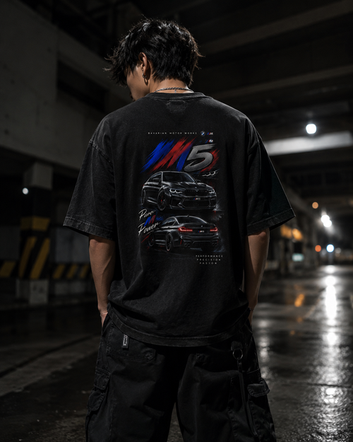 BMW M5 graphic oversized black t-shirt for men by Everywibe