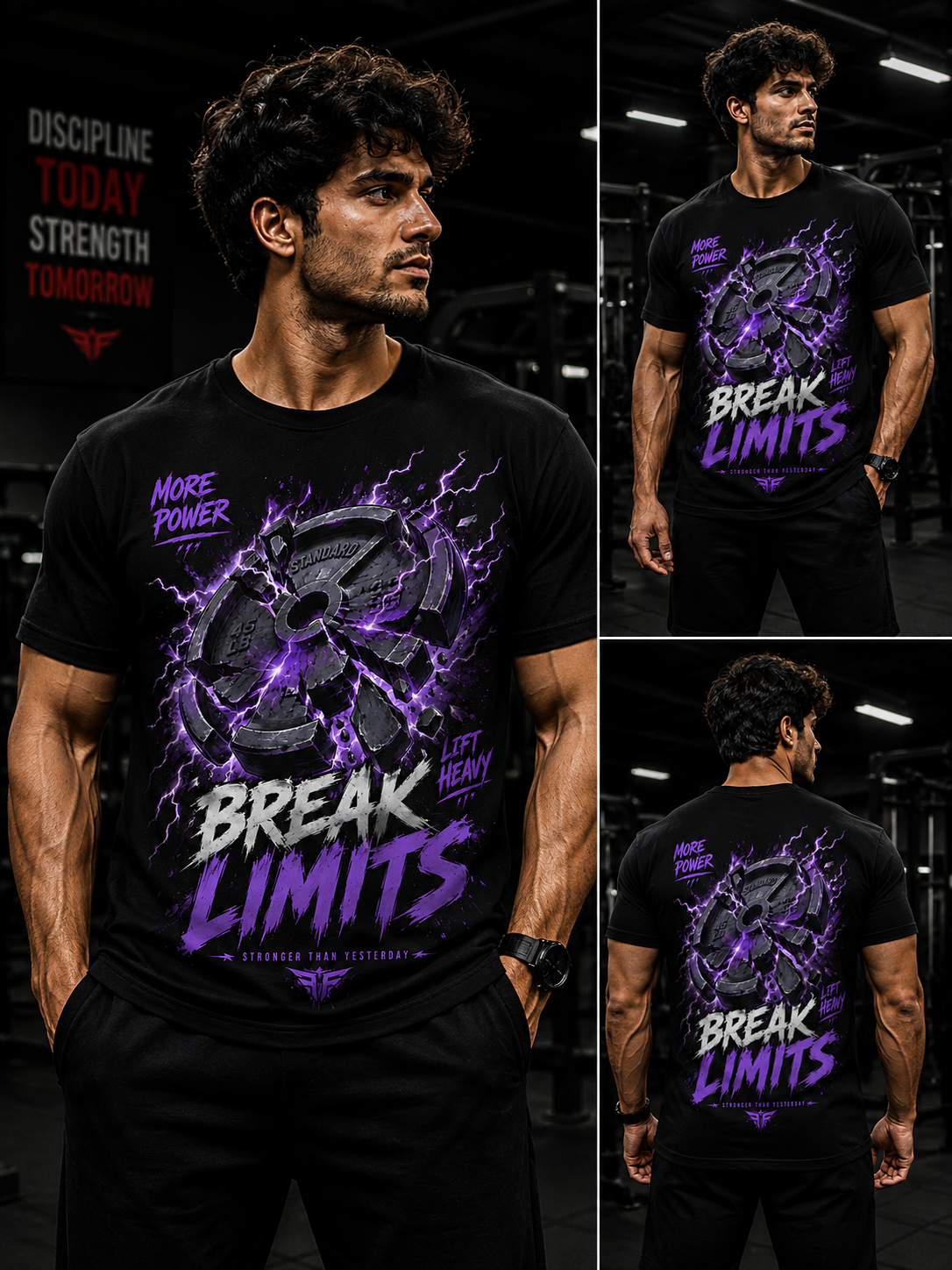 BREAK LIMITS Regular Fit Crew Neck Gym T-Shirt