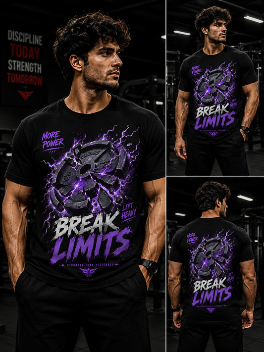 BREAK LIMITS Regular Fit Crew Neck Gym T-Shirt