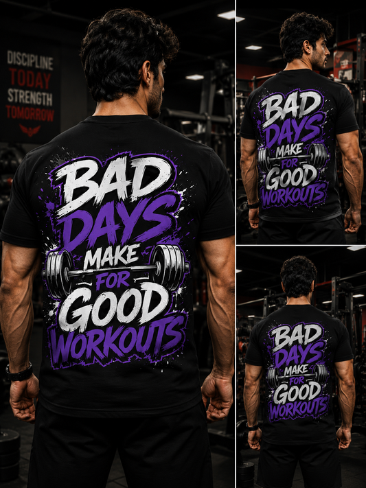 BAD DAYS MAKE FOR GOOD WORKOUTS Regular Fit Crew Neck Gym T-Shirt