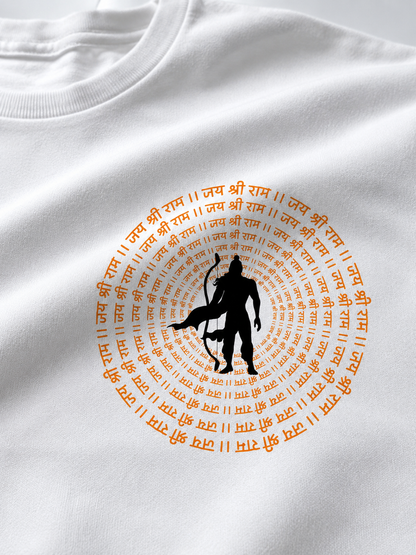 Jai Shree Ram Spiral Mandala Oversized T-Shirt | Premium Unisex Graphic Tee | Hindu Devotional Streetwear