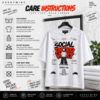 Everywibe Social Introvert oversized T-shirt care instructions for cold wash, inside-out washing and print protection