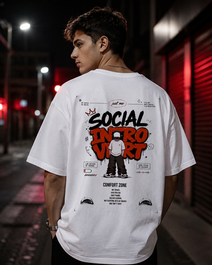 Social Introvert Oversized T-Shirt | Premium Streetwear Graphic Tee | Everywibe