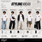 Everywibe white Jai Shree Ram oversized T-shirt styling ideas with black pants, jeans, cargo pants and sneakers