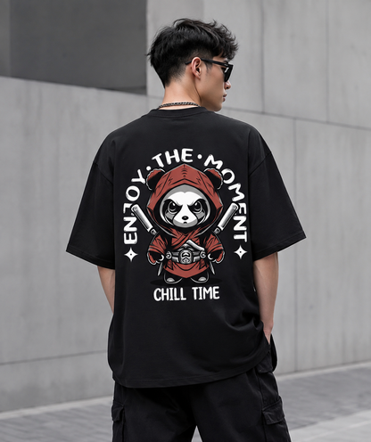 Oversized Panda Ninja Graphic T-Shirt – Enjoy The Moment